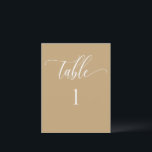 Yellow Tan, Modern Minimalist Table Number<br><div class="desc">Modern and elegant minimalist style Yellow tan number with modern hand written calligraphy details. Clear area on the bottom allowing you to use all kinds of table number holders without obstructing the number. Modern medium size card for a sleek, simple look. Available in a variety of colours. Have all tables...</div>