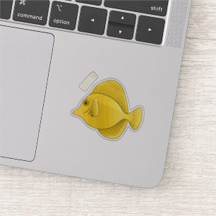 Yellow tang fish cartoon illustration