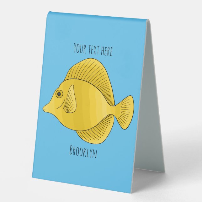 Yellow tang fish cartoon illustration  (Front)