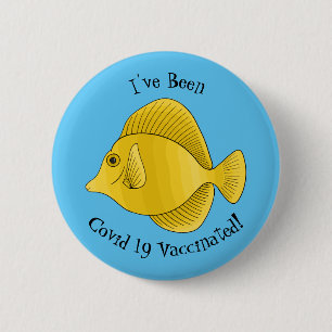 Yellow tang fish cartoon illustration 6 cm round badge