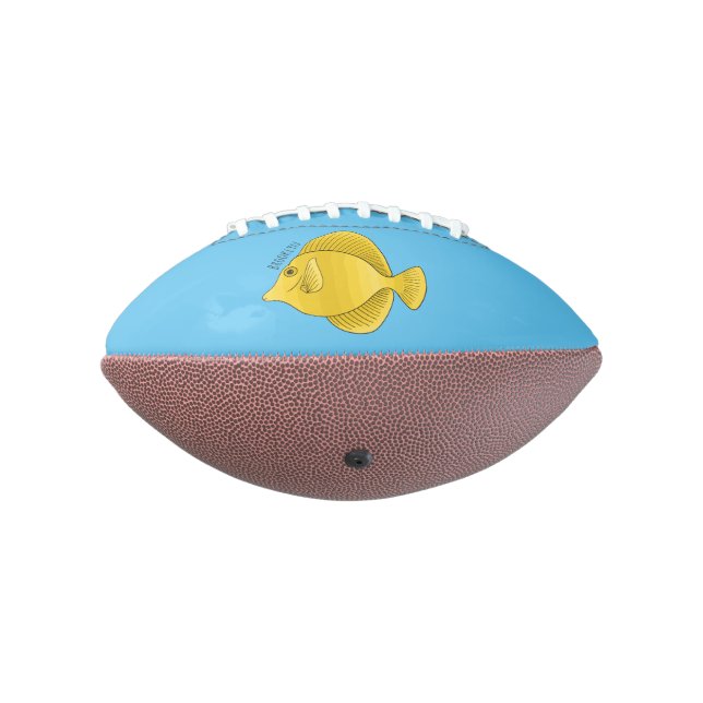 Yellow tang fish cartoon illustration american football (Rotated 270)