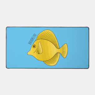 Yellow tang fish cartoon illustration  desk mat