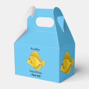 Yellow tang fish cartoon illustration favour box