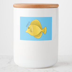Yellow tang fish cartoon illustration  food label