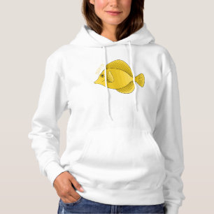 Yellow tang fish cartoon illustration hoodie