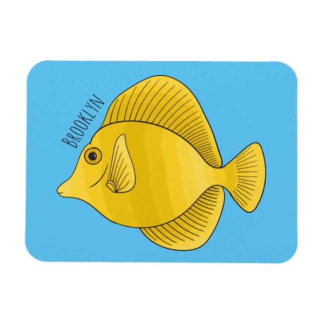 Yellow tang fish cartoon illustration  magnet (Horizontal)
