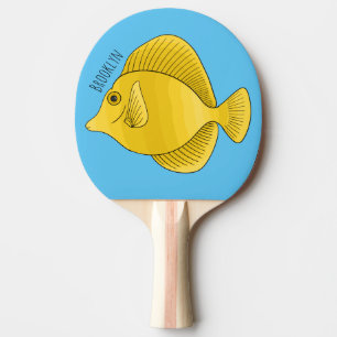 Yellow tang fish cartoon illustration  ping pong paddle