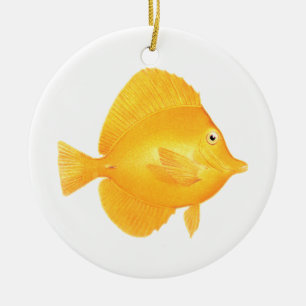 Yellow Tang Fish Ceramic Tree Decoration