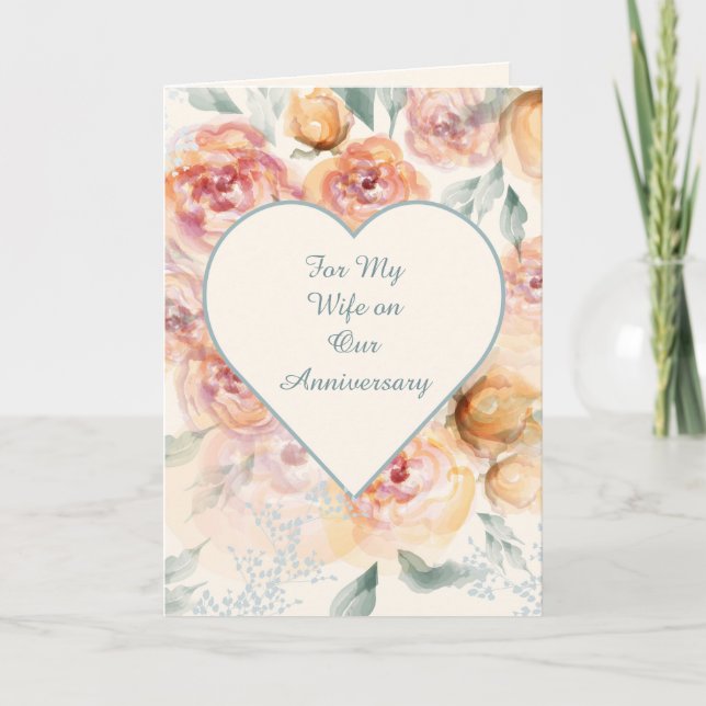 Yellow, Tangerine and Cream Roses Anniversary Card (Front)