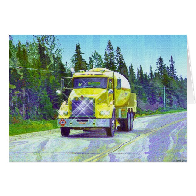 YELLOW TANKER TRUCK BIG RIG TRUCKERS Cards (Front Horizontal)