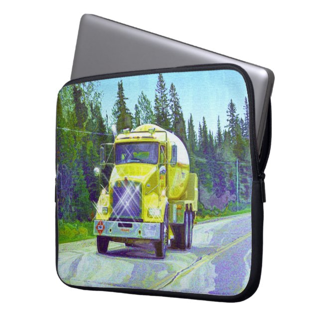 Yellow Tanker Truck Driver's Art Laptop Sleeve (Front Left)