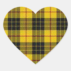 Yellow tartan heart sticker