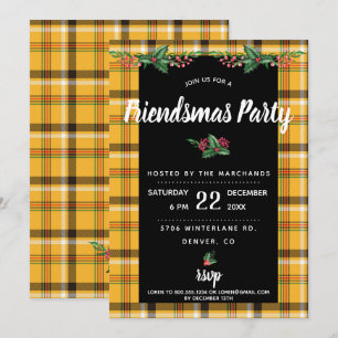 Yellow Tartan Plaid  Friendsmas Party Invite