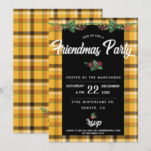 Yellow Tartan Plaid  Friendsmas Party Invite