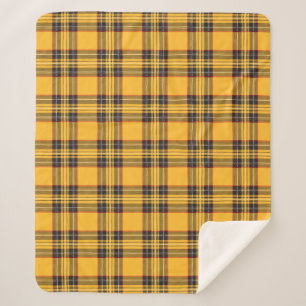 Yellow Tartan Plaid Sherpa Fleece Blanket