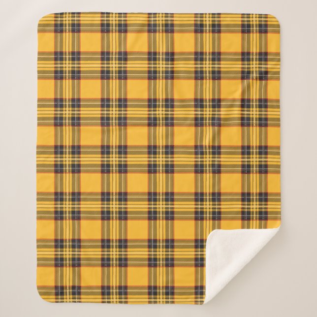 Yellow Tartan Plaid Sherpa Fleece Blanket (Front)