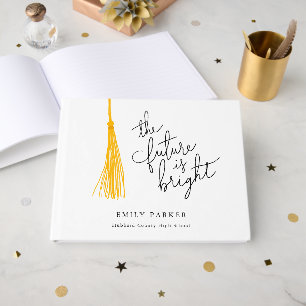 Yellow Tassel The Future Is Bright Graduation Guest Book