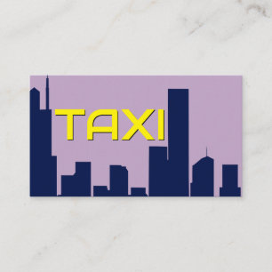 Yellow TAXI blue cityskyline taxi driver cabdriver Business Card