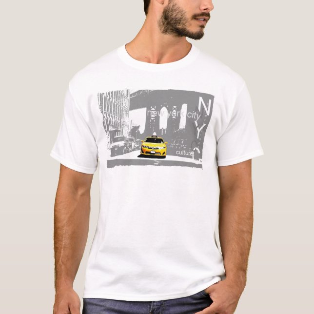 Yellow Taxi Brooklyn Bridge New York City Nyc T-Shirt (Front)