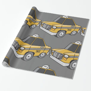 Yellow Taxi Cab City Transportation Wrapping Paper