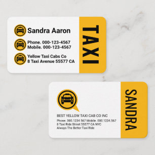 Yellow Taxi Cab Icon Layers Driving Business Card
