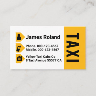 Yellow Taxi Cab Icons Driving Business Card