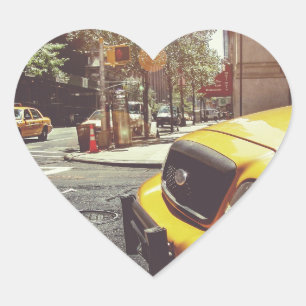 Yellow Taxi Cab of New York City Heart Sticker