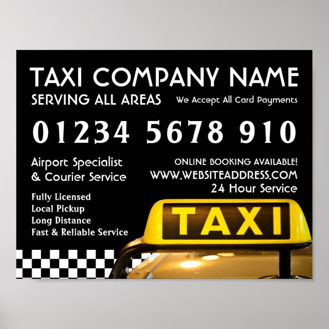Yellow Taxi Cab Sign Advertising (Front)