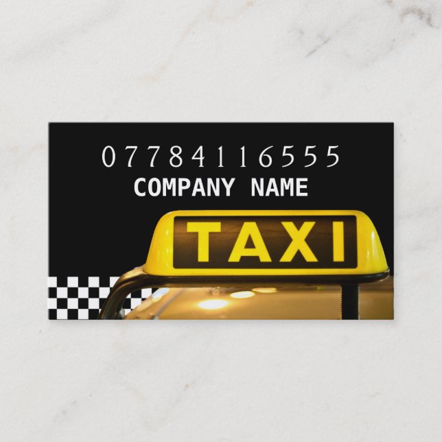 Yellow Taxi Cab Sign And Strip Business Card (Front)
