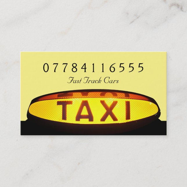 Yellow Taxi Cab Sign Business Card (Front)