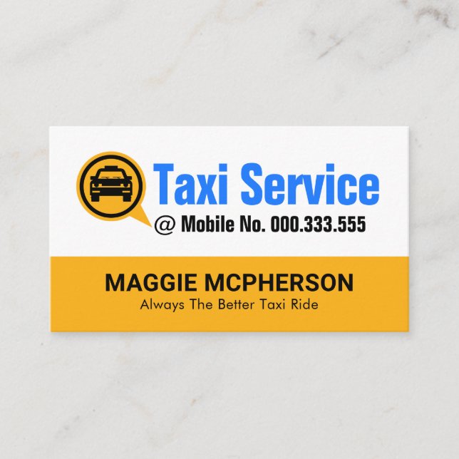 Yellow Taxi Cab Speech Box Business Card (Front)