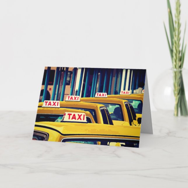 Yellow Taxi Cabs Any Occasion Blank Greeting Card (Front)