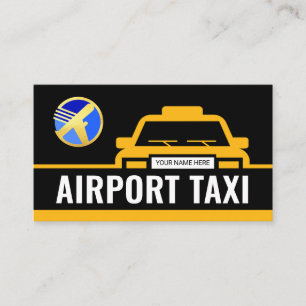 Yellow Taxi Car Airport Route Business Card