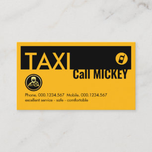 Yellow Taxi Car Chauffeur Service Business Card