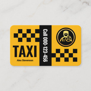 Yellow Taxi Check Boxes Cab Driver Business Card