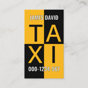 Yellow Taxi Checked Box Cab Driving Business Card