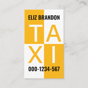 Yellow Taxi Checked Box Driving Business Card