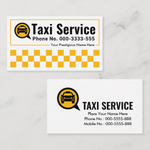 Yellow Taxi Checked Boxes Frame Business Card