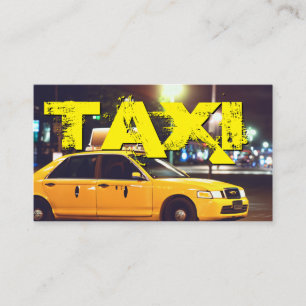 Yellow TAXI city lights taxi driver cabdriver car Business Card