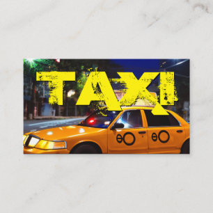 Yellow TAXI city lights taxi driver cabdriver car Business Card