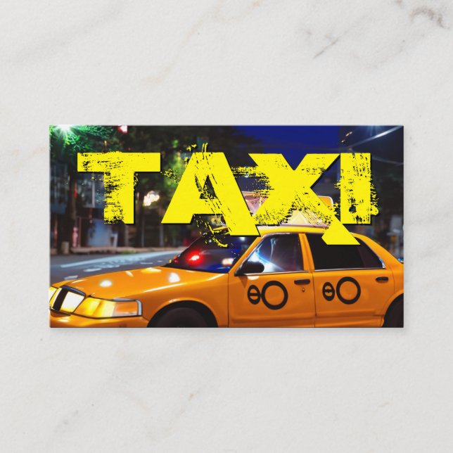 Yellow TAXI city lights taxi driver cabdriver car Business Card (Front)