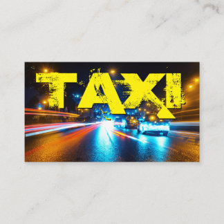 Yellow TAXI city neon lights taxi driver cabdriver Business Card