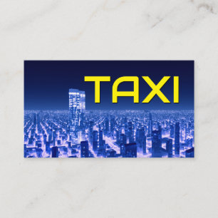 Yellow TAXI city neon lights taxi driver cabdriver Business Card