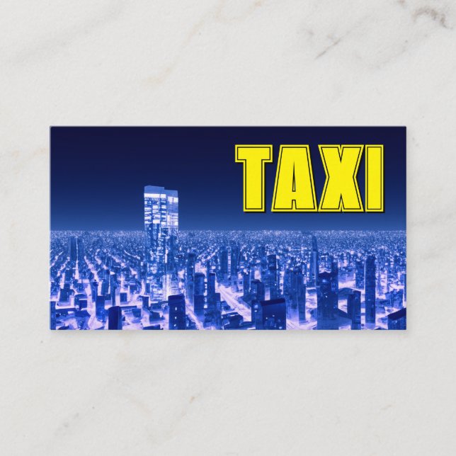 Yellow TAXI city neon lights taxi driver cabdriver Business Card (Front)