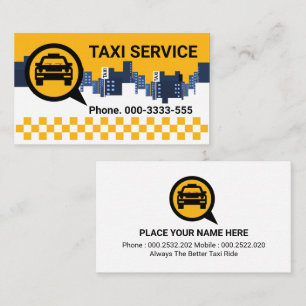 Yellow Taxi City Skyline Cab Service Business Card
