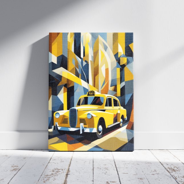 Yellow Taxi Cubism Canvas Print (Creator Uploaded)
