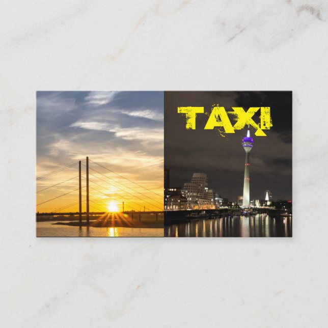 Yellow TAXI day and night taxi driver cabdriver Business Card (Front)
