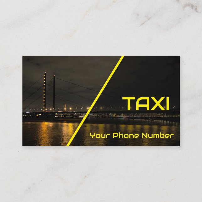 Yellow TAXI day and night taxi driver cabdriver Business Card (Front)