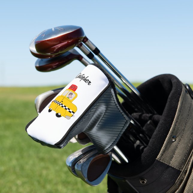 Yellow Taxi Design Golf Head Cover (In Situ)