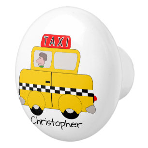 Yellow Taxi Design Personalised Ceramic Knob